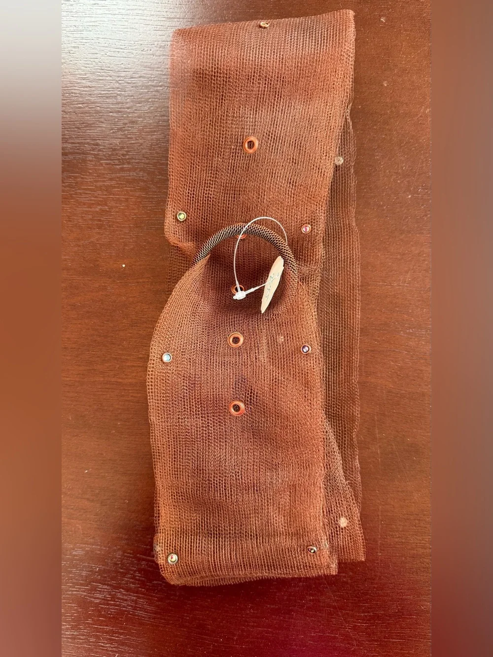 Sarah Cavender Metalworks Brown Mesh Waist Belt with Stud Accents